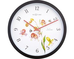 Buitenklok Nextime dia 30.5cm Silene cijfers, zwarte rand witte wijzerplaat plastic