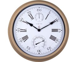 Buitenweerstationklok - Ø40 - 5 cm - metaal - bruine "hyacint"