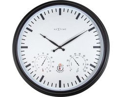 Buitenweerstationklok - Ø50 - 8 cm - kunststof - zwart "Zonnebloem"