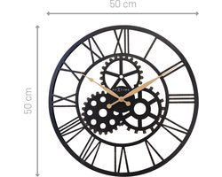 Grote Romeinse wandklok - 50cm - Stil - Open Ontwerp - Metaal - "Birmingham" -NeXtime