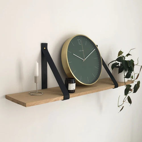Wandklok Nextime - Ø 34 cm - Glas/ Metaal - Mos Groen - 'Essential Gold'
