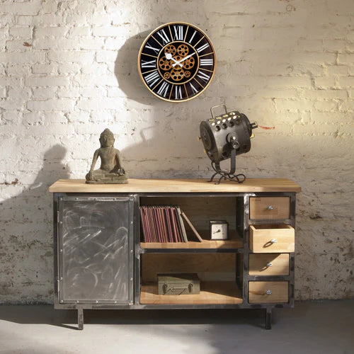 Zwarte Gear Klok - Grote Wandklok - 50cm - Bewegende tandwielen - "William" - NeXtime