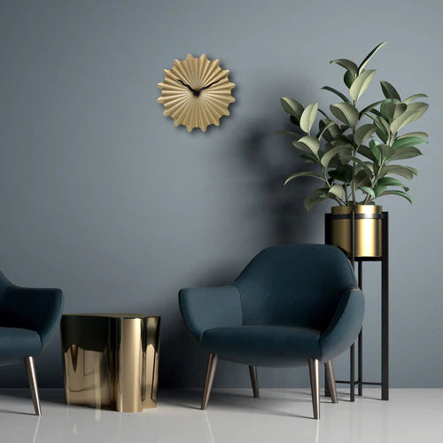 Metalen wandklok - 40cm - Stille klok - Goud - NeXtime "Sunny"