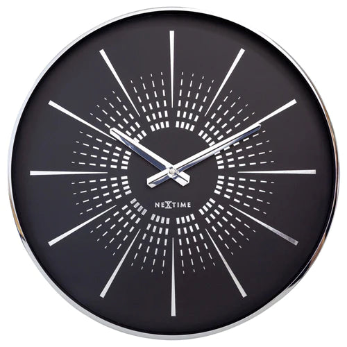 Design wandklok - 40cm - Stille klok - Blauw met zilver - NeXtime "Alchemy"