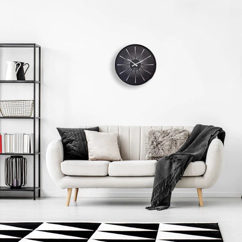 Design wandklok - 40cm - Stille klok - Blauw met zilver - NeXtime "Alchemy"