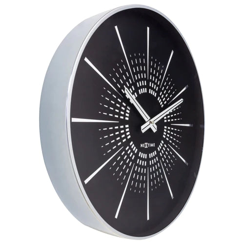 Design wandklok - 40cm - Stille klok - Blauw met zilver - NeXtime "Alchemy"