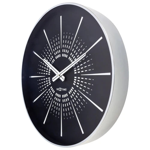 Design wandklok - 40cm - Stille klok - Blauw met zilver - NeXtime "Alchemy"