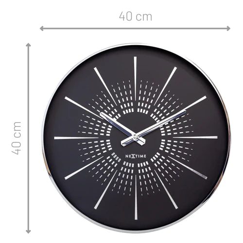 Design wandklok - 40cm - Stille klok - Blauw met zilver - NeXtime "Alchemy"