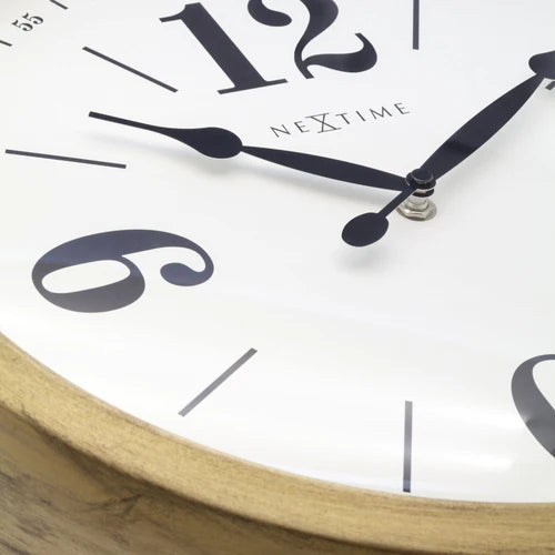 Landelijke wandklok - 39cm - Stille klok - Wit/ Goud- NeXtime "Classic"