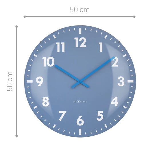 Wandklok Nextime dia 50cm bolvormig glas blauw kunststof Duomo