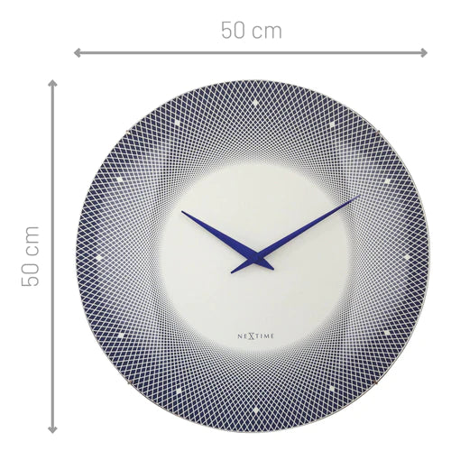 Wandklok Nextime dia 50cm bolvormig glas blauw kunststof Deep