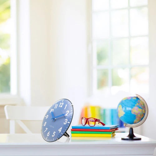 Tafelklok Nextime Duomo Mini 20 cm blauw gebolde glazen lens