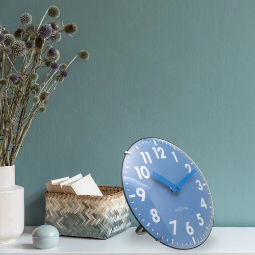 Tafelklok Nextime Duomo Mini 20 cm blauw gebolde glazen lens