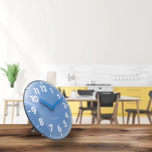 Tafelklok Nextime Duomo Mini 20 cm blauw gebolde glazen lens