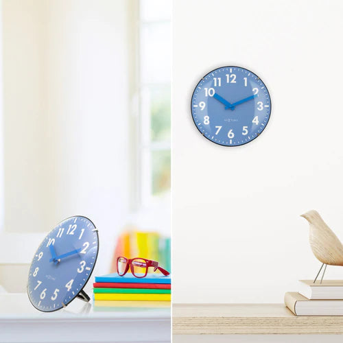 Tafelklok Nextime Duomo Mini 20 cm blauw gebolde glazen lens