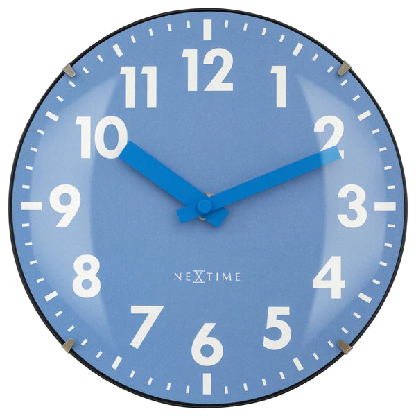 Tafelklok Nextime Duomo Mini 20 cm blauw gebolde glazen lens