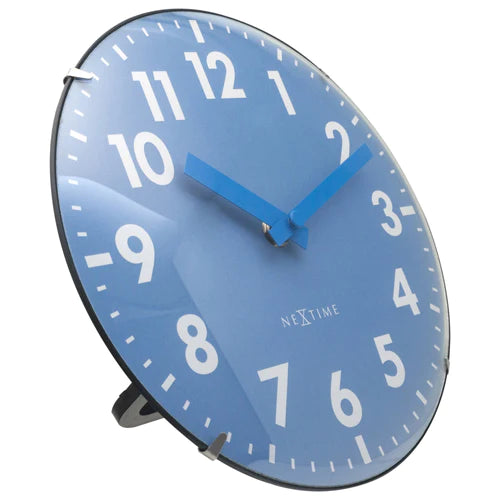 Tafelklok Nextime Duomo Mini 20 cm blauw gebolde glazen lens