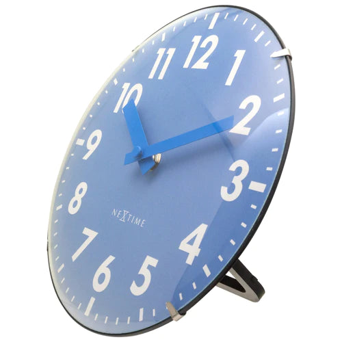 Tafelklok Nextime Duomo Mini 20 cm blauw gebolde glazen lens
