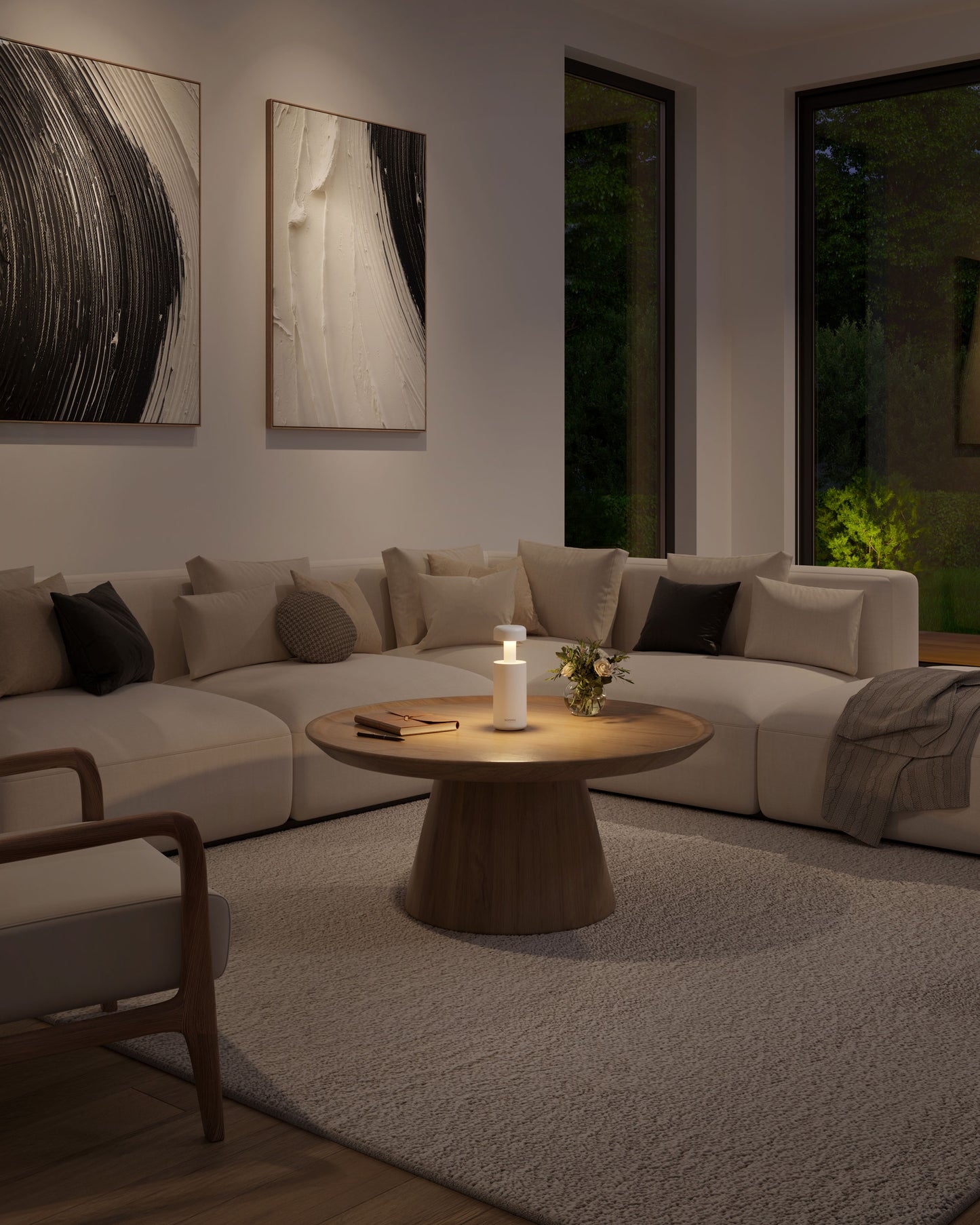 Sompex | Tafellamp Lubao| Olijf groen| Accu | Dimbaar | 2 lichtstanden