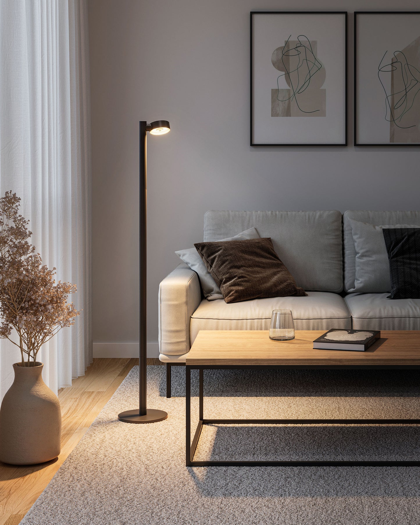Sompex | vloerlamp RONDA| wit | oplaadbare vloerlamp|