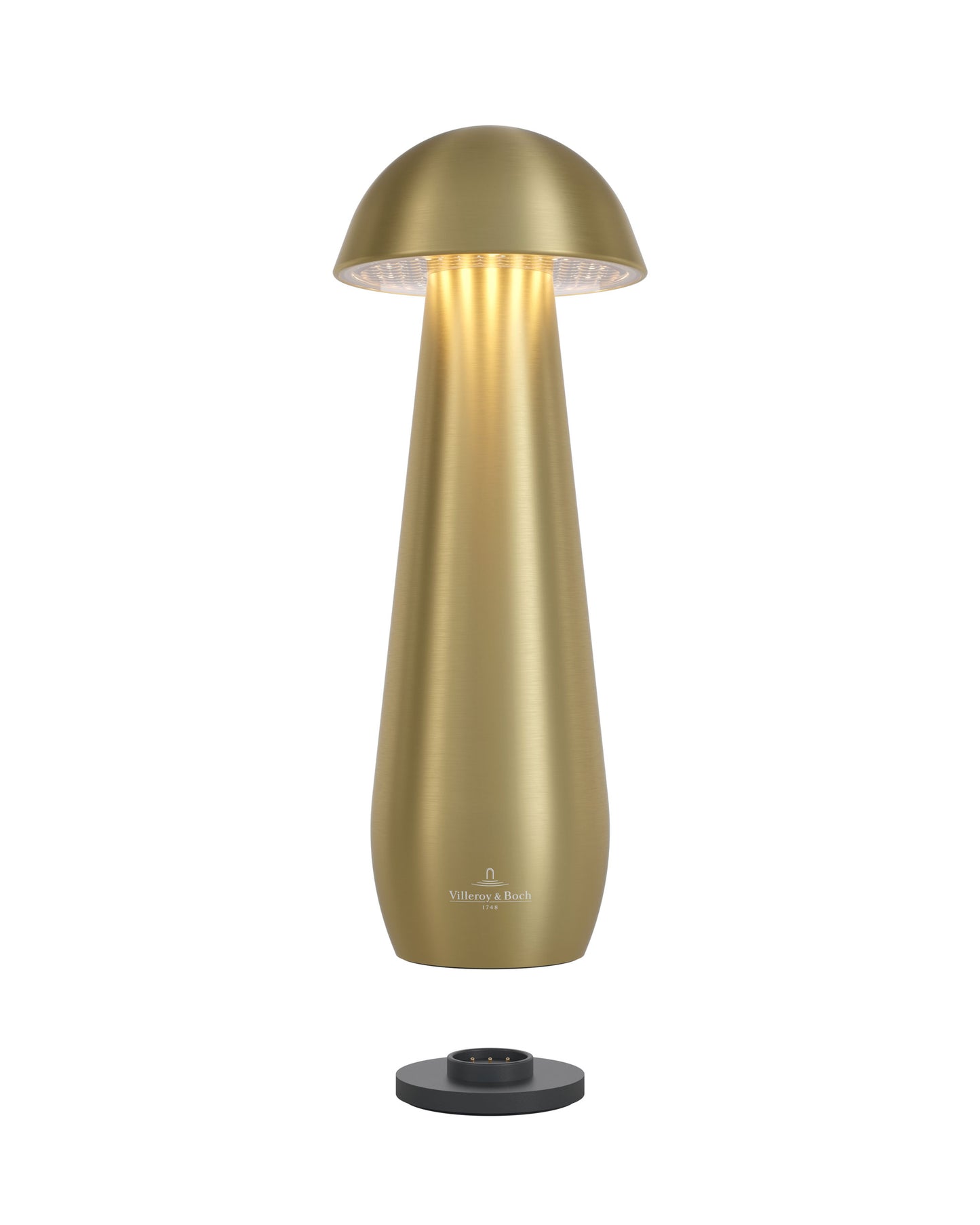 Villeroy & Boch tafellamp MODENA | 21 cm| Geborsteld goud | op accu / dimbaar / oplaadbaar
