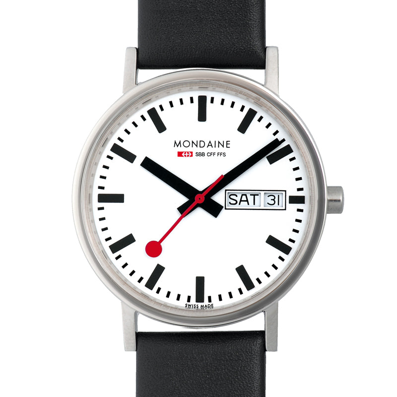 Mondaine M667.30314.11SBB Classics Horloge met band van Leer / Dames / Unisex met datumaanduiding