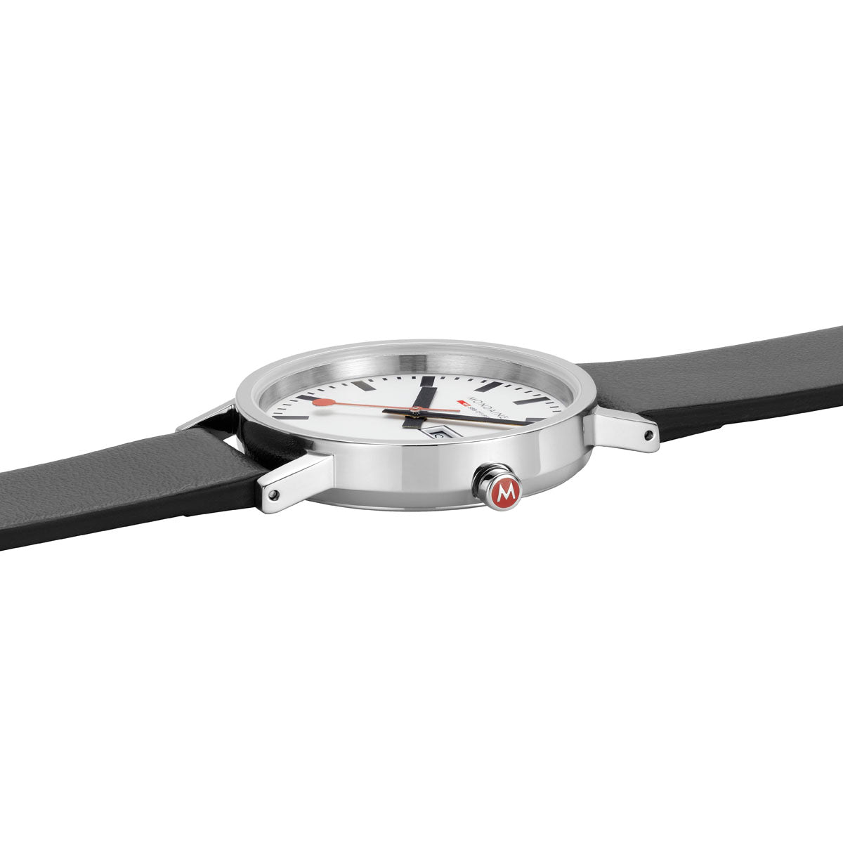 Mondaine M667.30314.11SBB Classics Horloge met band van Leer / Dames / Unisex met datumaanduiding