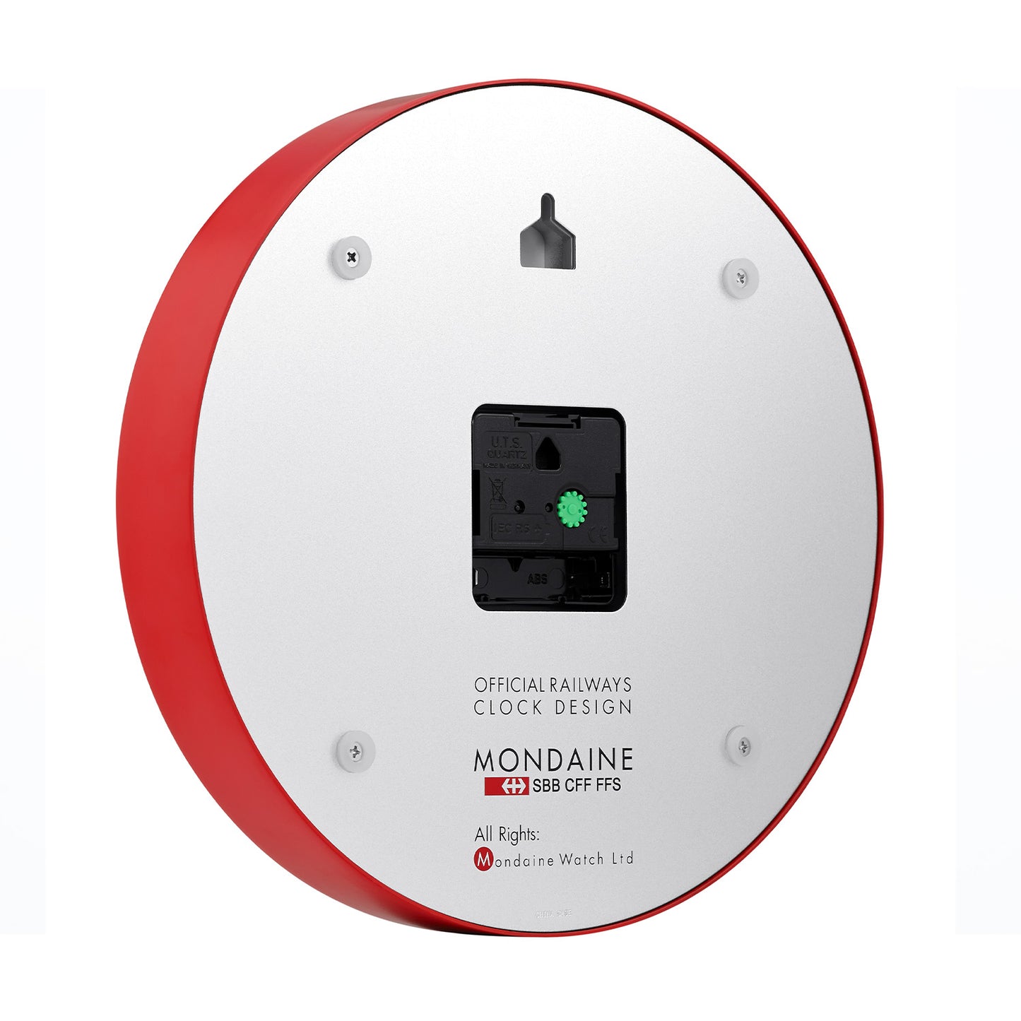 Mondaine Stationsklok alu - rood 25 cm - Mondaine A990.CLOCK.16SBC Swiss Railways Clock