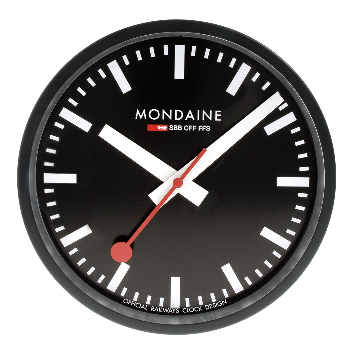 Mondaine Stationsklok alu - zwart 25 cm - Mondaine A990.CLOCK.64SBB Swiss Railways Clock