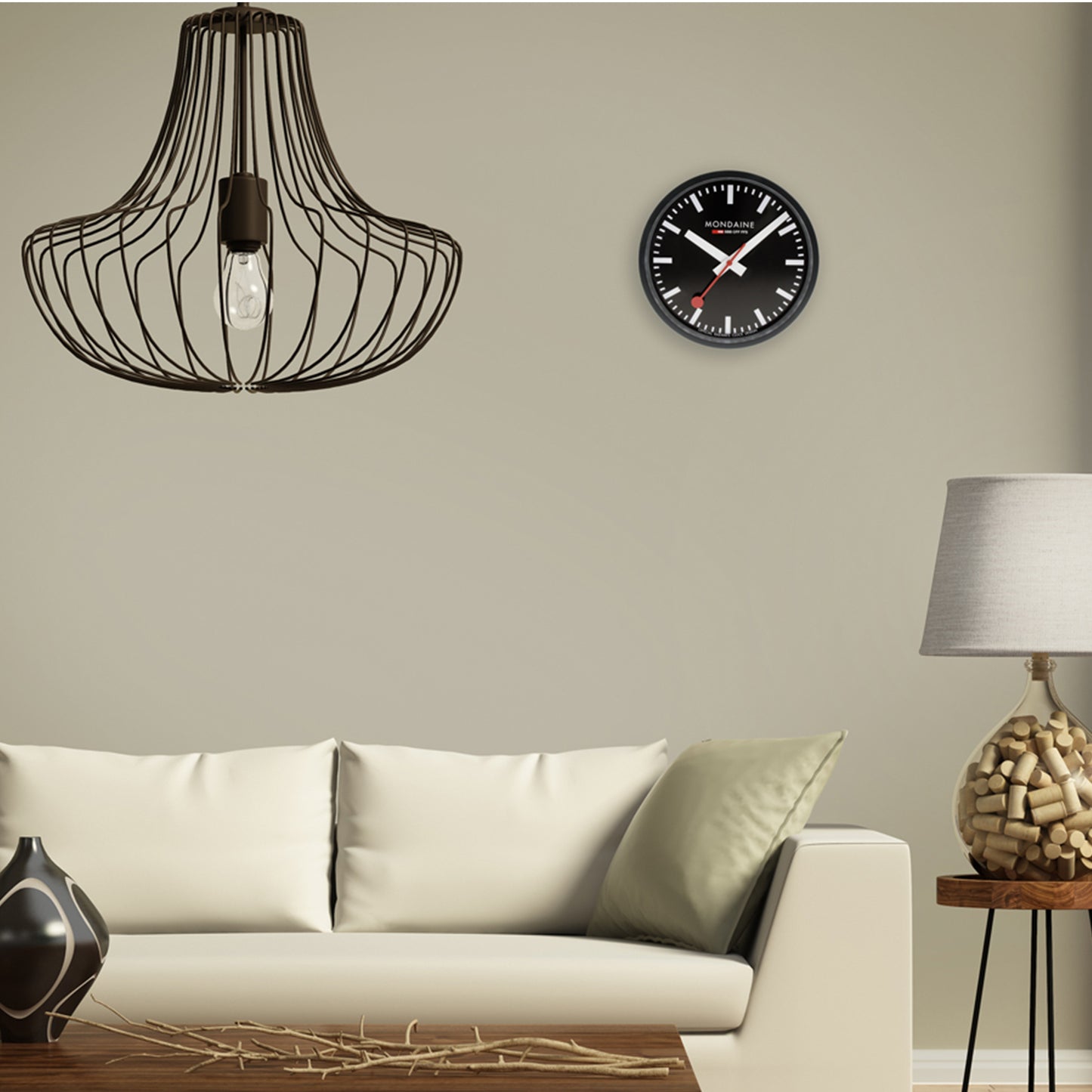 Mondaine Stationsklok alu - zwart 25 cm - Mondaine A990.CLOCK.64SBB Swiss Railways Clock