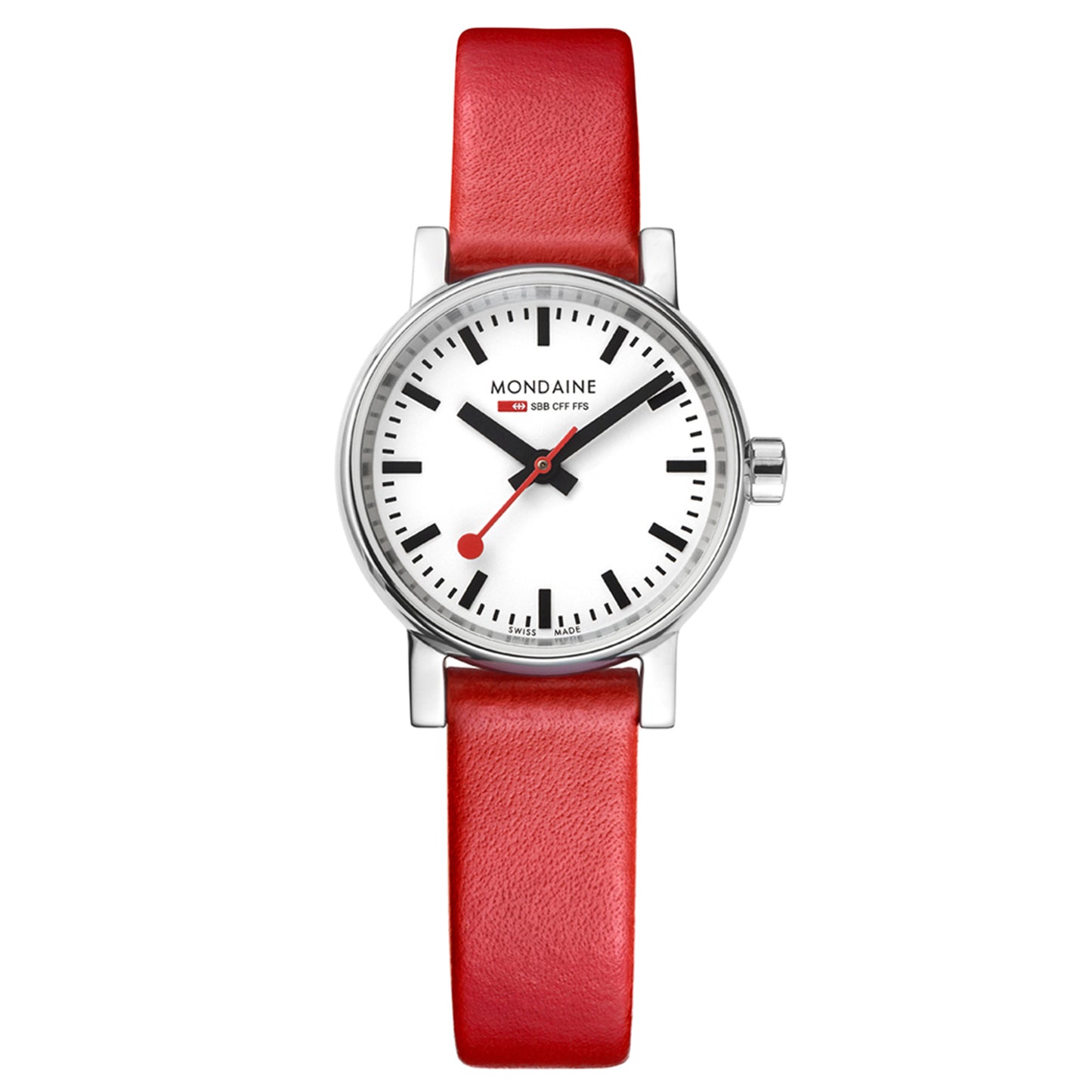 Mondaine MSE.26110.LC Evo 2 Horloge met band van Leer / Dames / Unisex met rode leren band