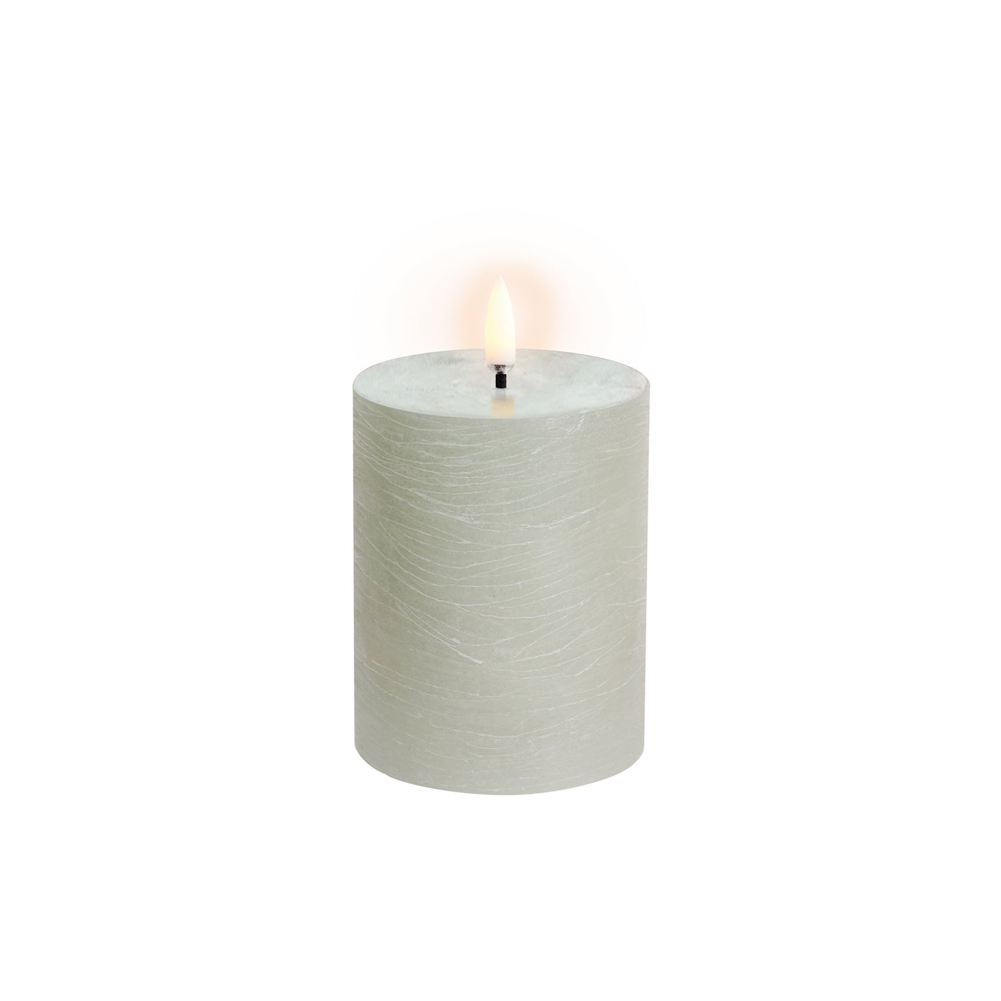 Uyuni | Led Kaars | Dusty Green | 3D VLAM | Rustiek | 7,8x10 cm | Op afstand bestuurbaar |