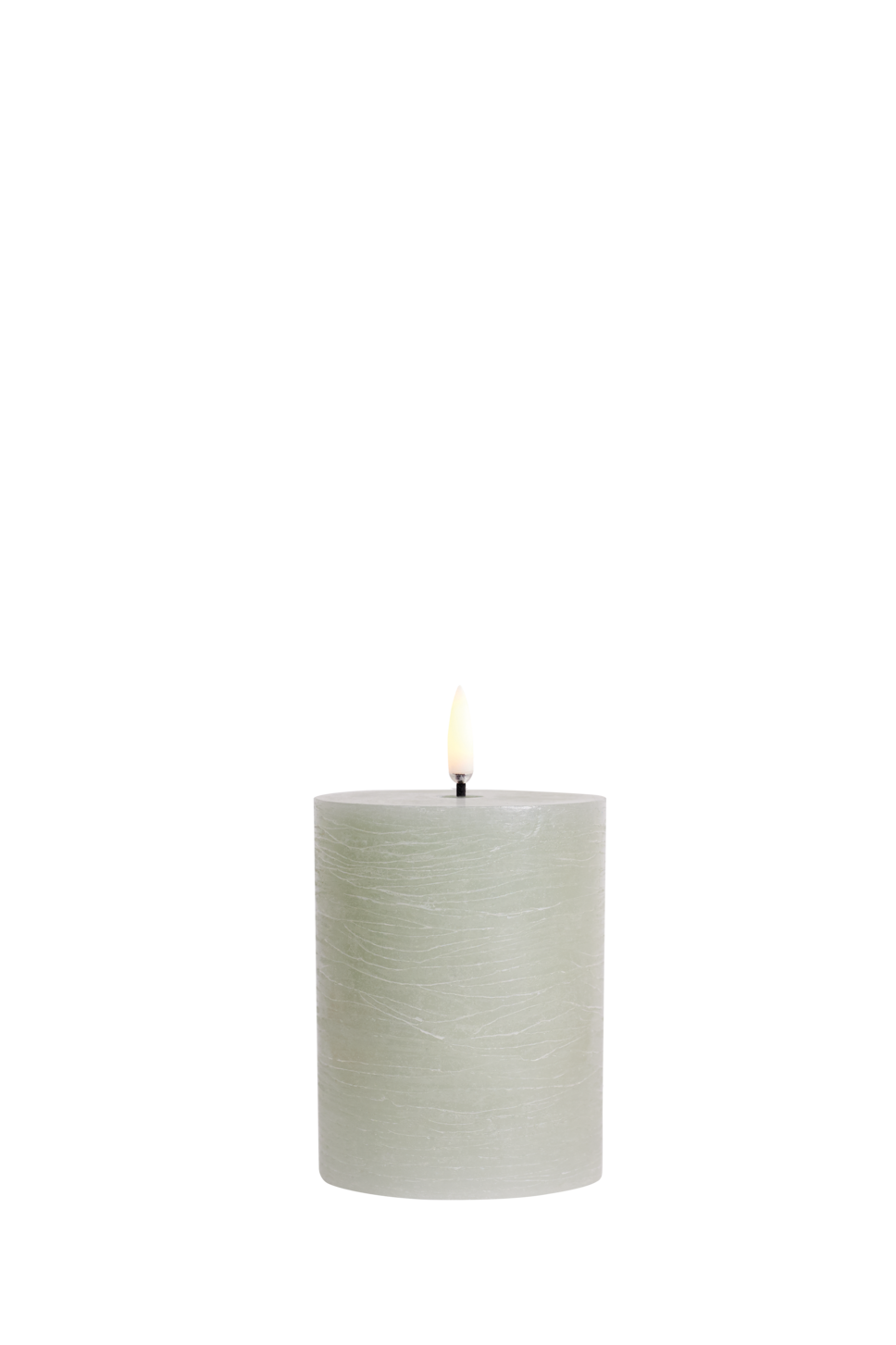 Uyuni | Led Kaars | Dusty Green | 3D VLAM | Rustiek | 7,8x10 cm | Op afstand bestuurbaar |