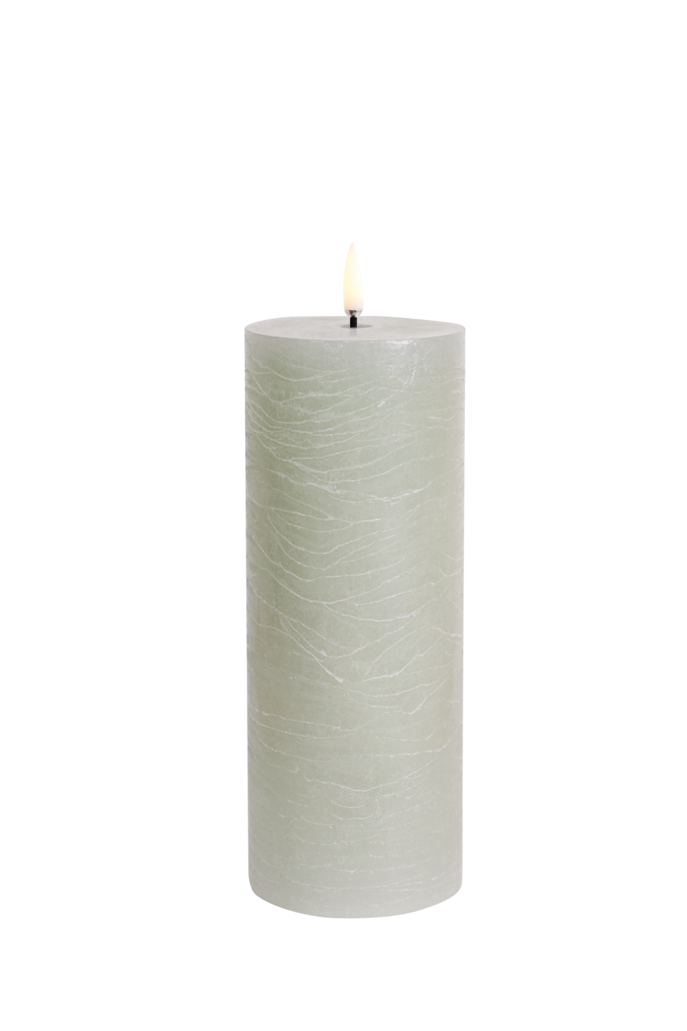Uyuni | Led Kaars | Dusty Green | 3D VLAM | Rustiek | 7,8x20 cm | Op afstand bestuurbaar