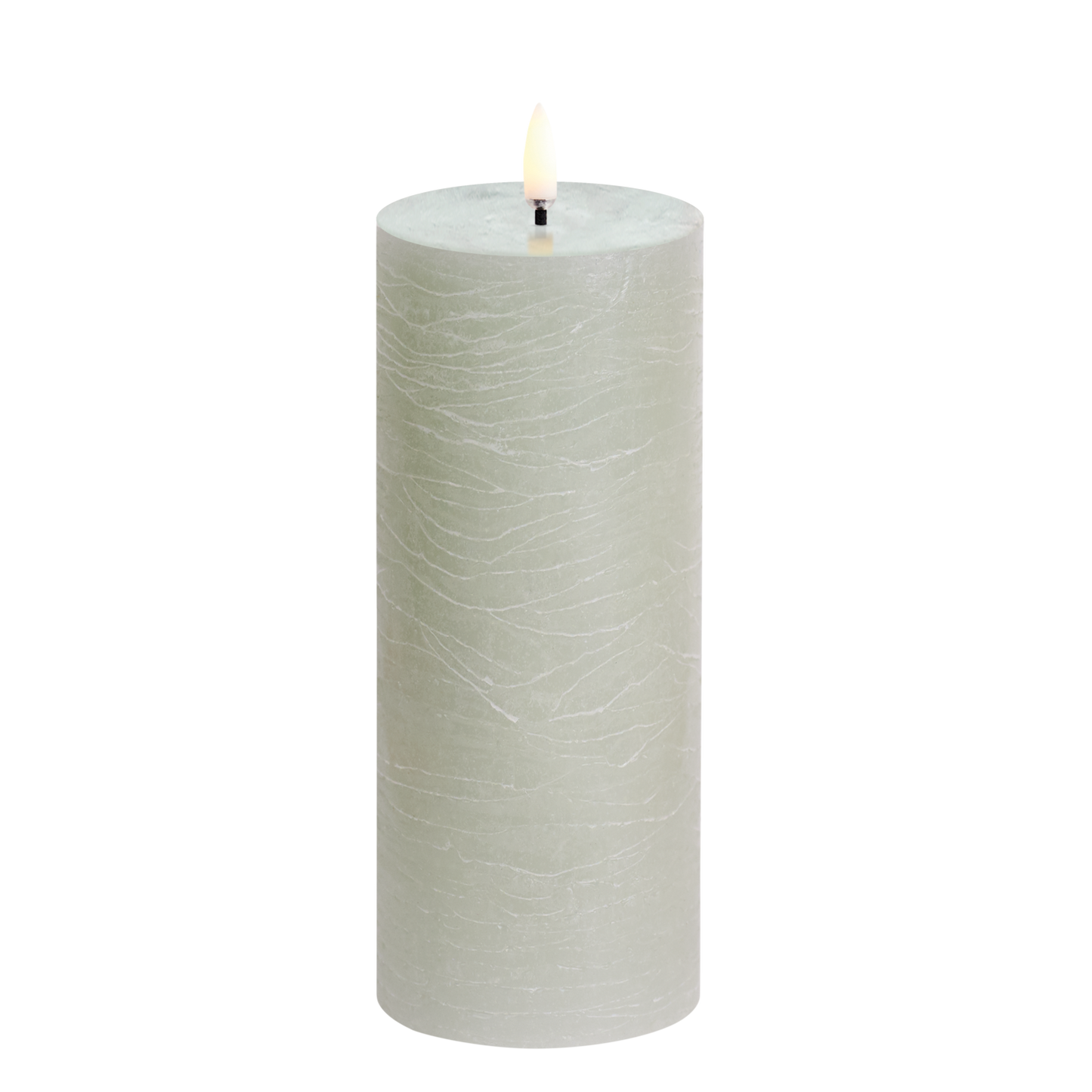 Uyuni | Led Kaars | Dusty Green | 3D VLAM | Rustiek | 7,8x20 cm | Op afstand bestuurbaar