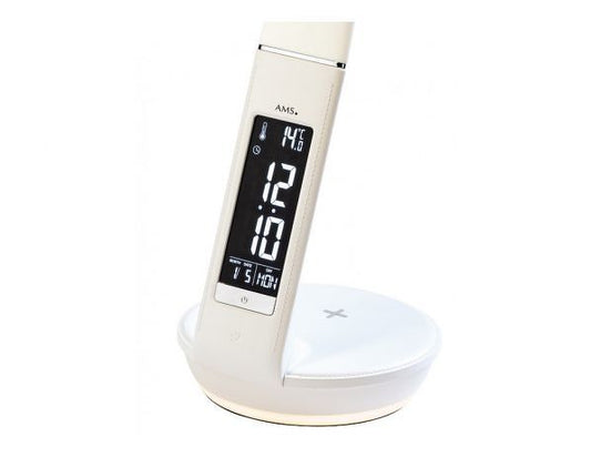 AMS Digitale LED-bureaulamp in kunstlederen design/ Light Alarm Clock AMS 1304