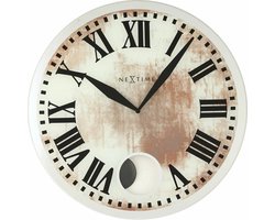 Wandklok NeXtime dia. 43 x 4.2 cm, glas, wit, 'Romana'