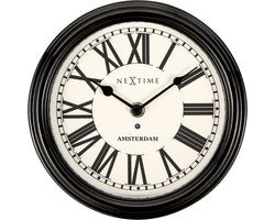 Wandklok NeXtime dia. 21.5 cm, metaal, zwart, 'Amsterdam'