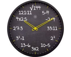 Reken wandkllok - 30cm -Stille klok- Rekenformule design -  nXt by NeXtime - "Maths"