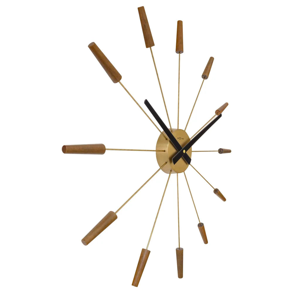 Wandklok NeXtime- 58cm - Stille klok -Walnoot hout - NeXtime "Plug-Inn"