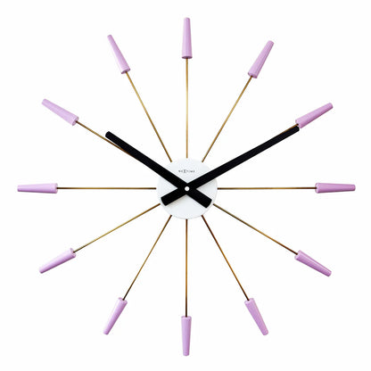 NeXtime Pluginn - Stille wandklok - vintage - 58 cm - roestvrij staal - 'Plug Inn' Lavendel