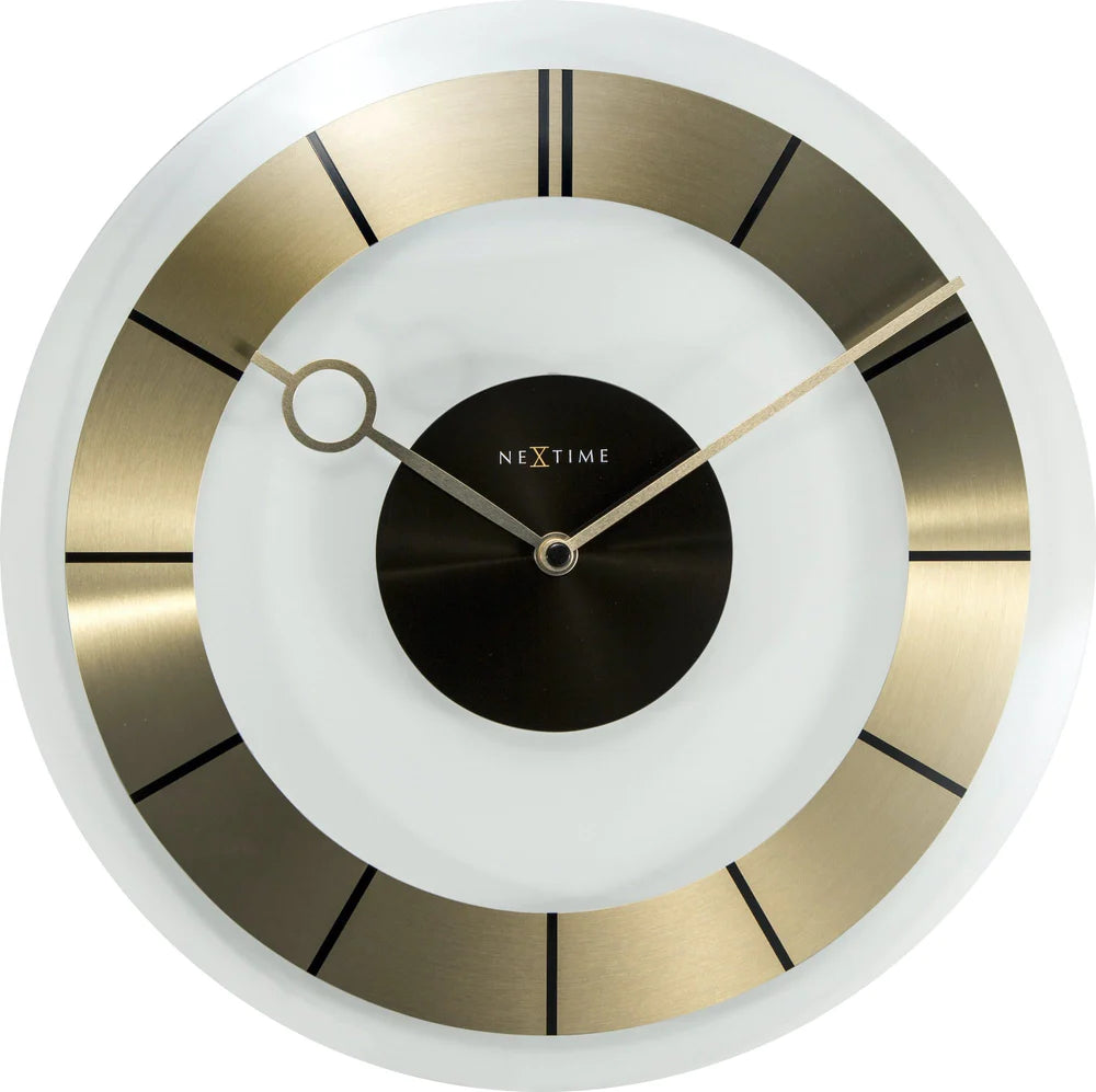 Wandklok NeXtime dia. 31 cm, glas, goud, 'Retro'