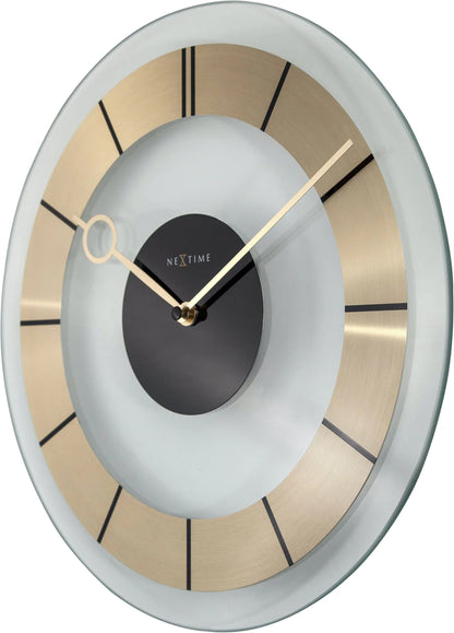 Wandklok NeXtime dia. 31 cm, glas, goud, 'Retro'