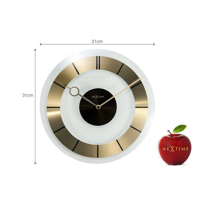 Wandklok NeXtime dia. 31 cm, glas, goud, 'Retro'