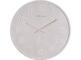 Wandklok NeXtime dia. 35 cm, hout, wit, 'Wood Wood Medium'