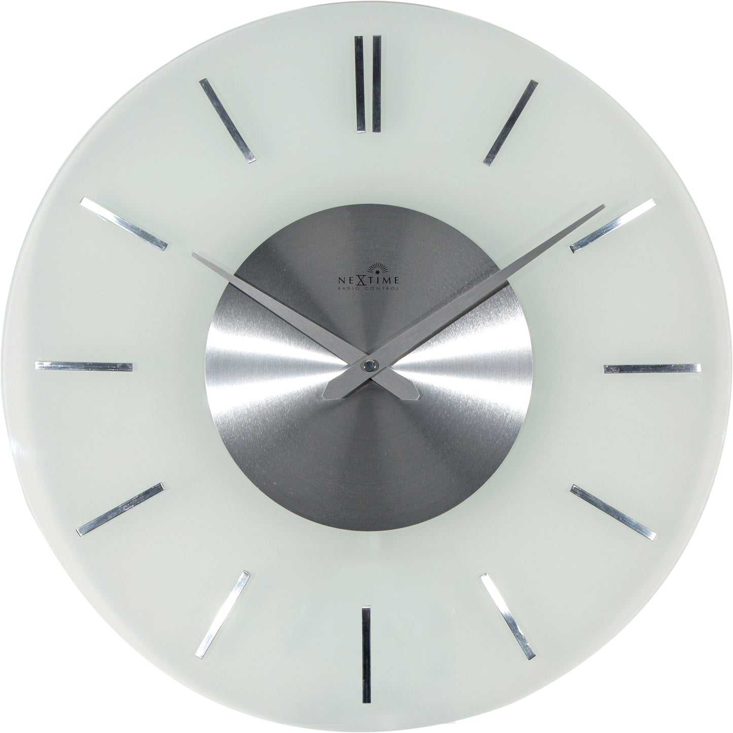 Wandklok NeXtime dia. 40 cm, melkglas, 'Stripe' Radio       Controlled