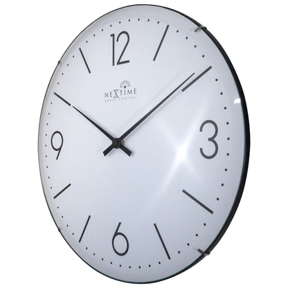 NeXtime Atoomklok wit - 35cm- Radiogestuurd - Wandklok - Wit -      Koepelvormig glas-NeXtime "Atomic"