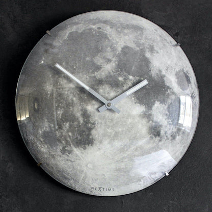 Wandklok NeXtime dia. 35 cm, bol glas, 'blauw Moon dome'