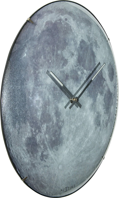 Wandklok NeXtime dia. 35 cm, bol glas, 'blauw Moon dome'