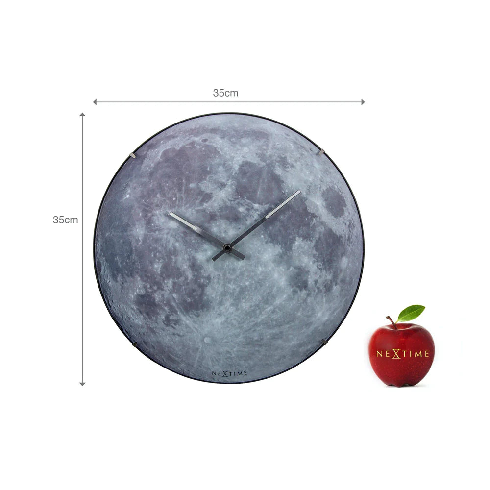 Wandklok NeXtime dia. 35 cm, bol glas, 'blauw Moon dome'